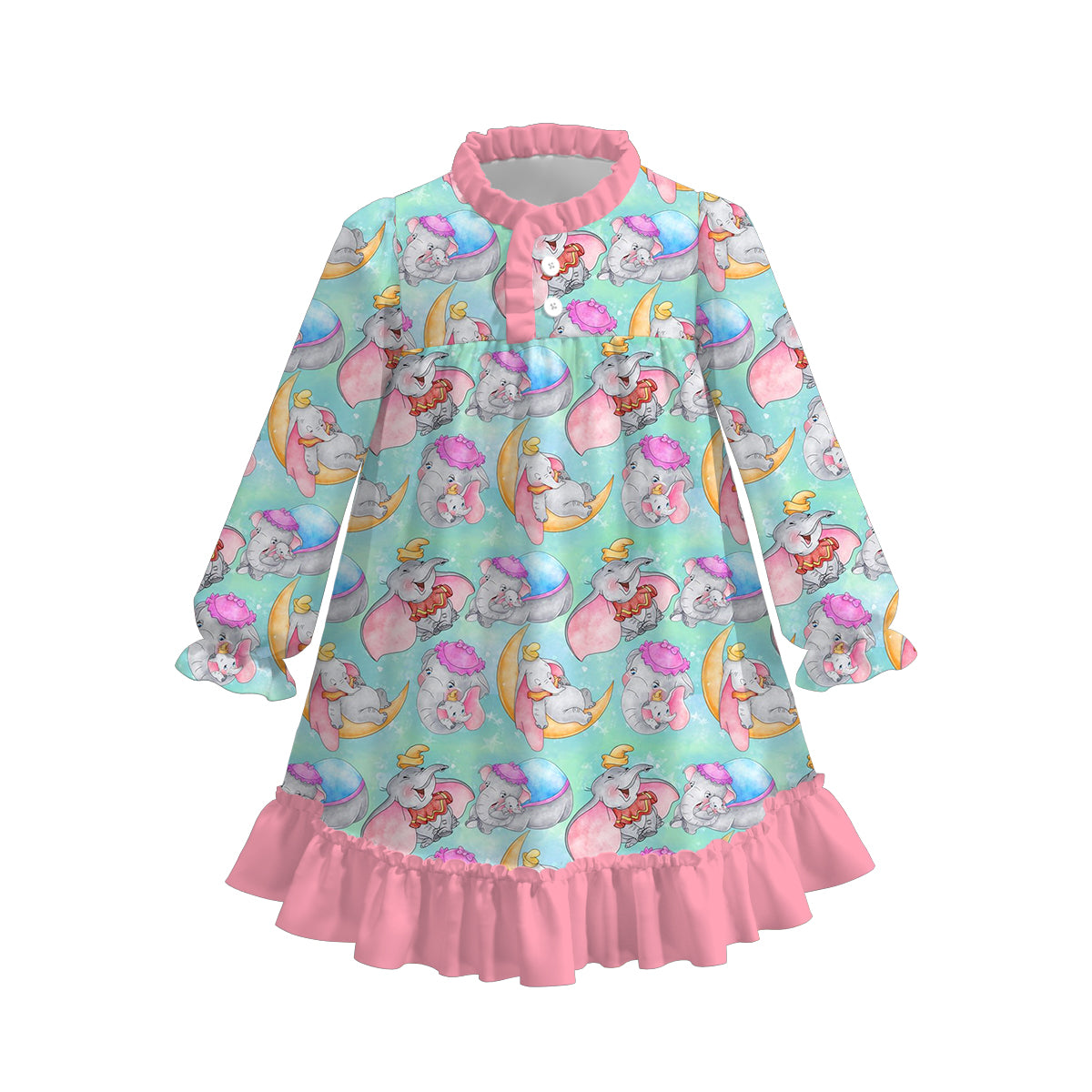 (Pre Order)Girls Christmas Cartoon Print Dress