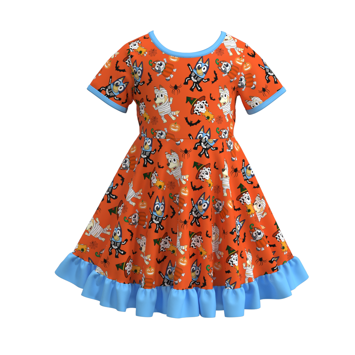 (Pre Order)Girls Halloween Cartoon Print Dress