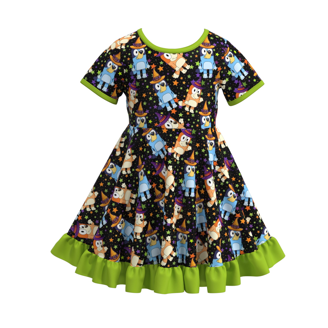 (Pre Order)Girls Halloween Cartoon Print Dress