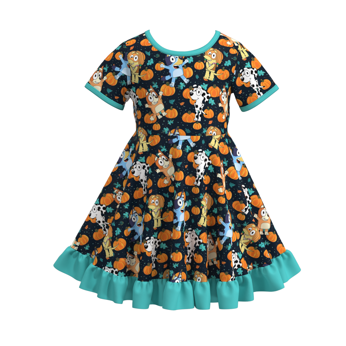 (Pre Order)Girls Halloween Cartoon Print Dress