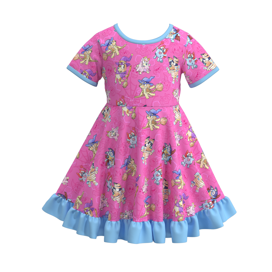 (Pre Order)Girls Halloween Cartoon Print Dress