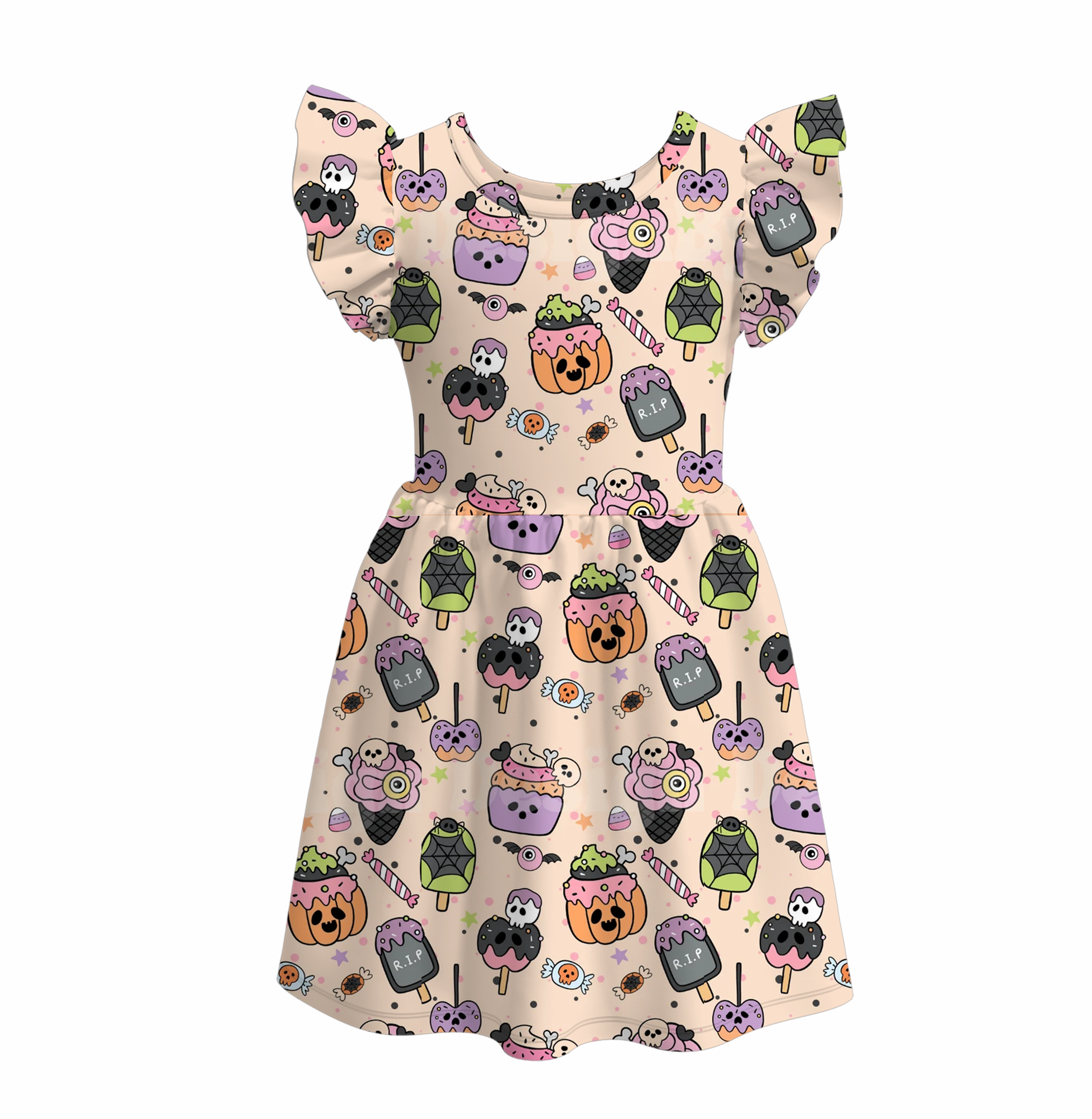 (Pre Order)Girls Halloween Cartoon Print Dress