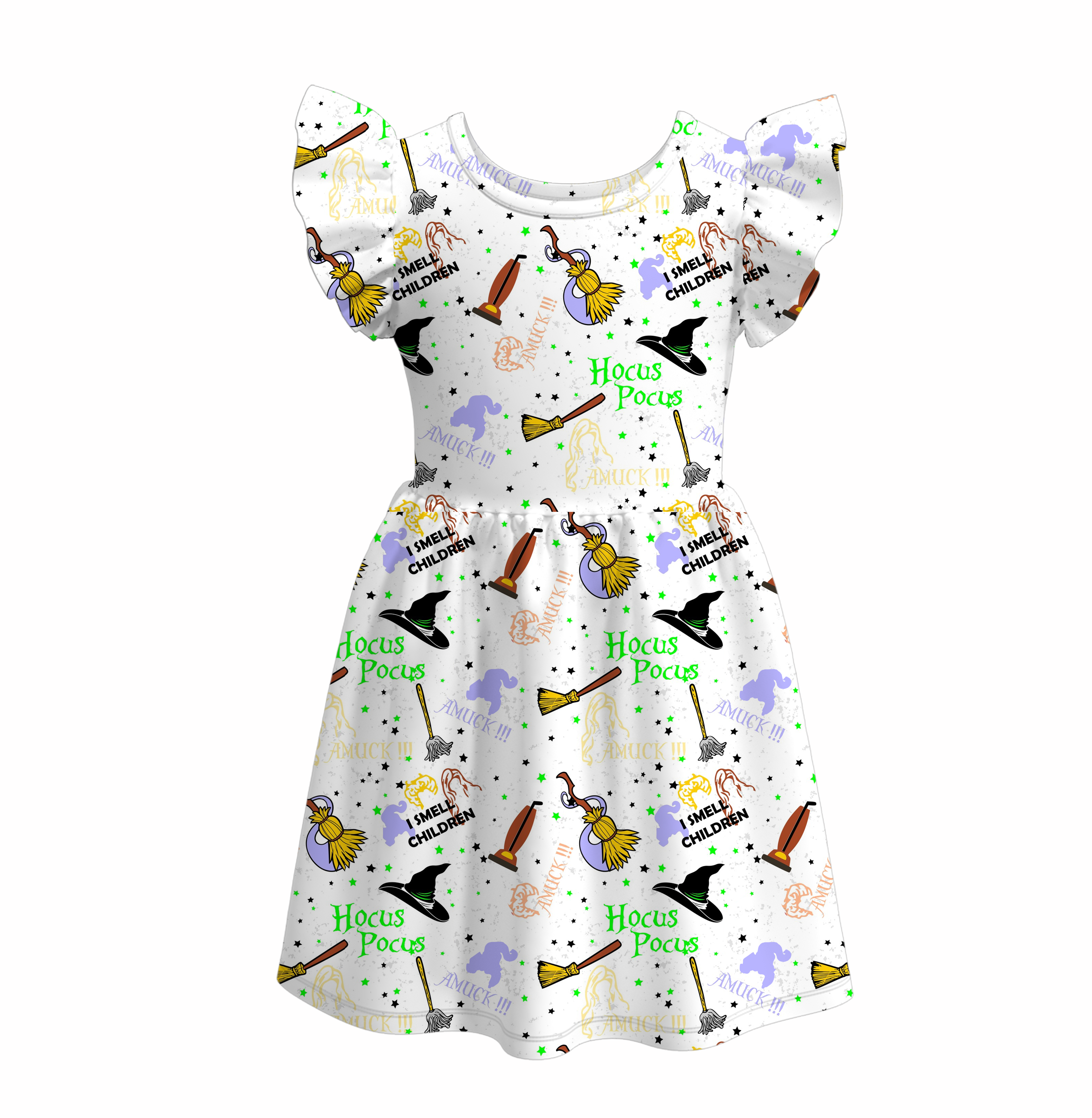(Pre Order)Girls Halloween Cartoon Print Dress