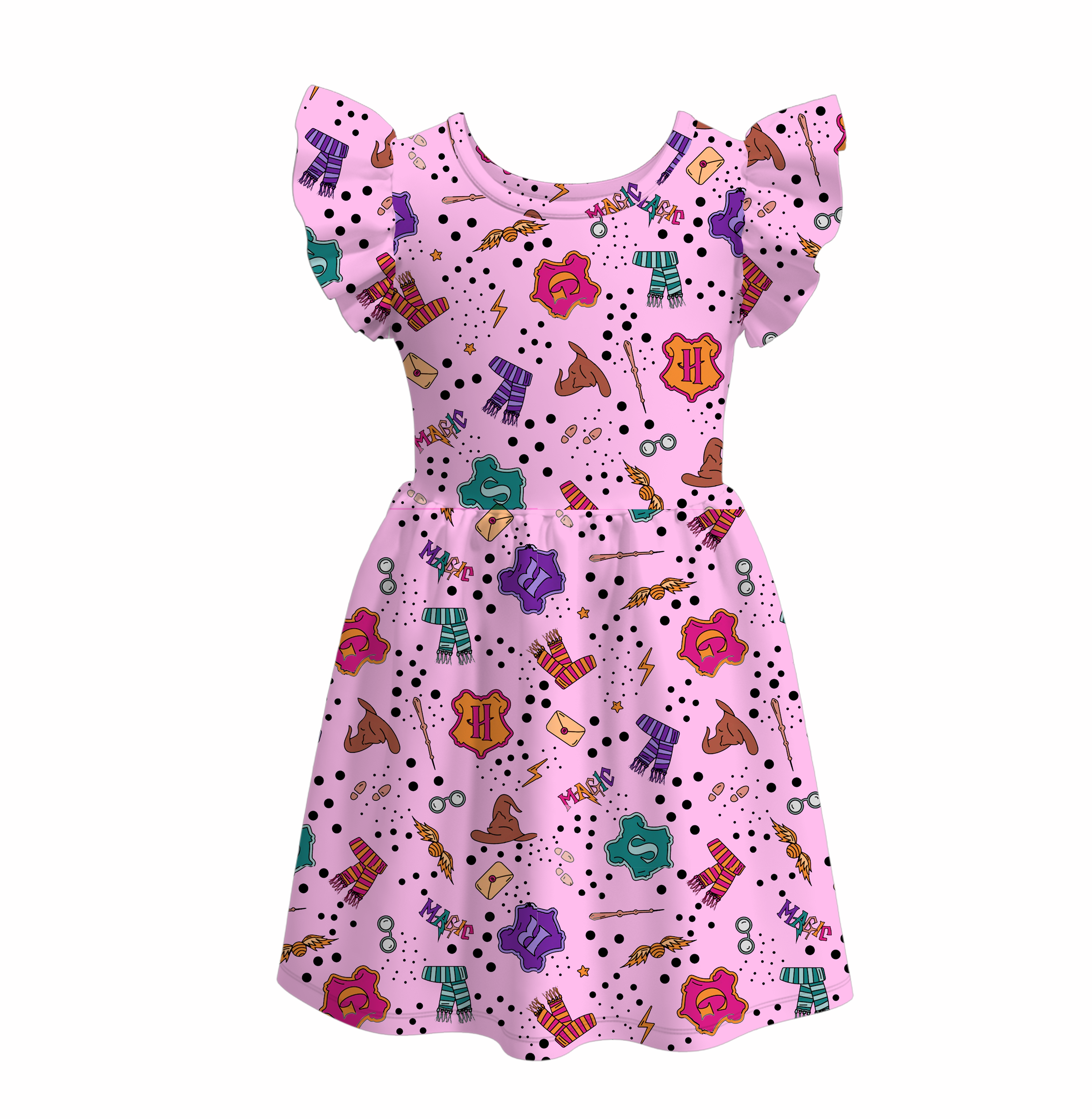 (Pre Order)Girls Halloween Cartoon Print Dress