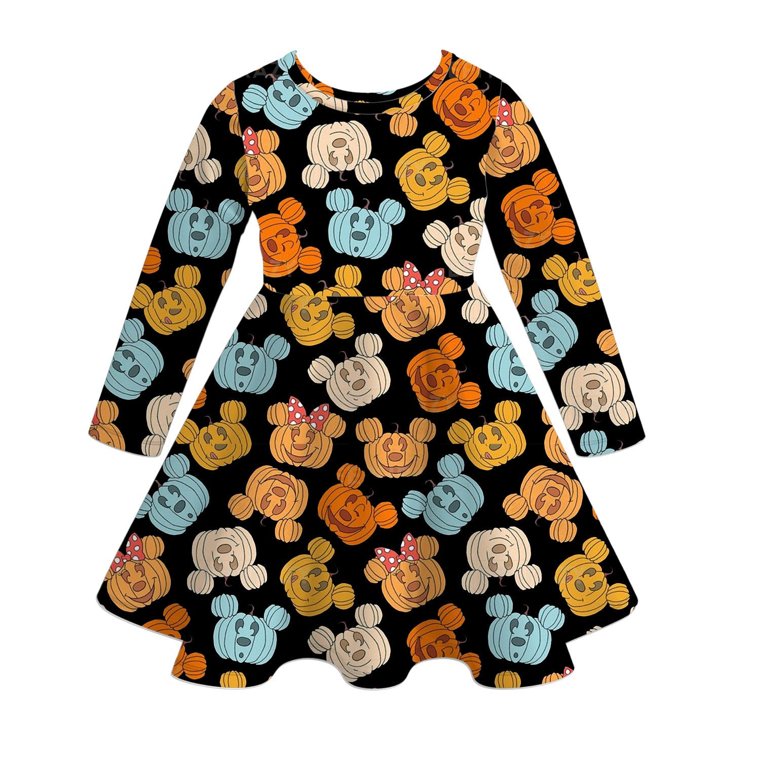 (Pre Order)Girls Halloween Cartoon Print Dress