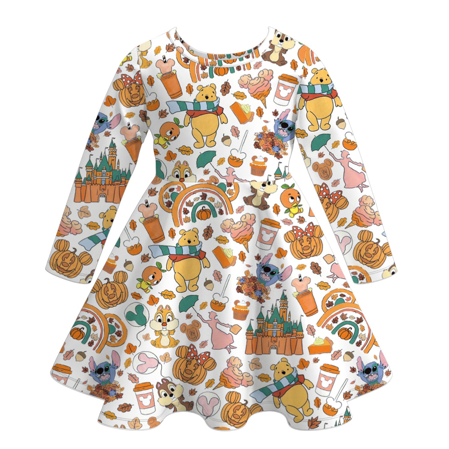 (Pre Order)Girls Halloween Cartoon Print Dress