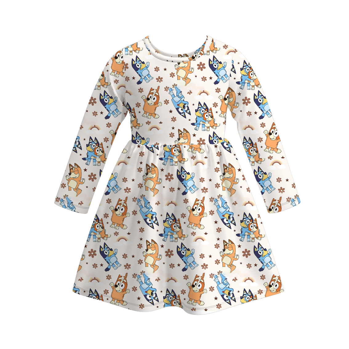 (Pre Order)Girls Christmas Cartoon Print Dress