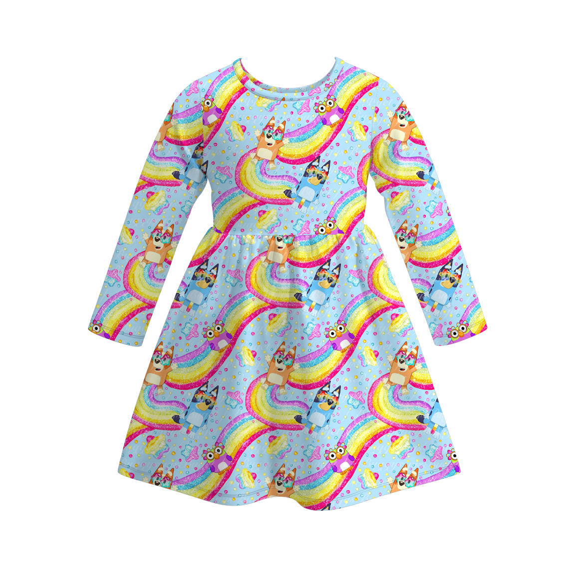 (Pre Order)Girls Christmas Cartoon Print Dress