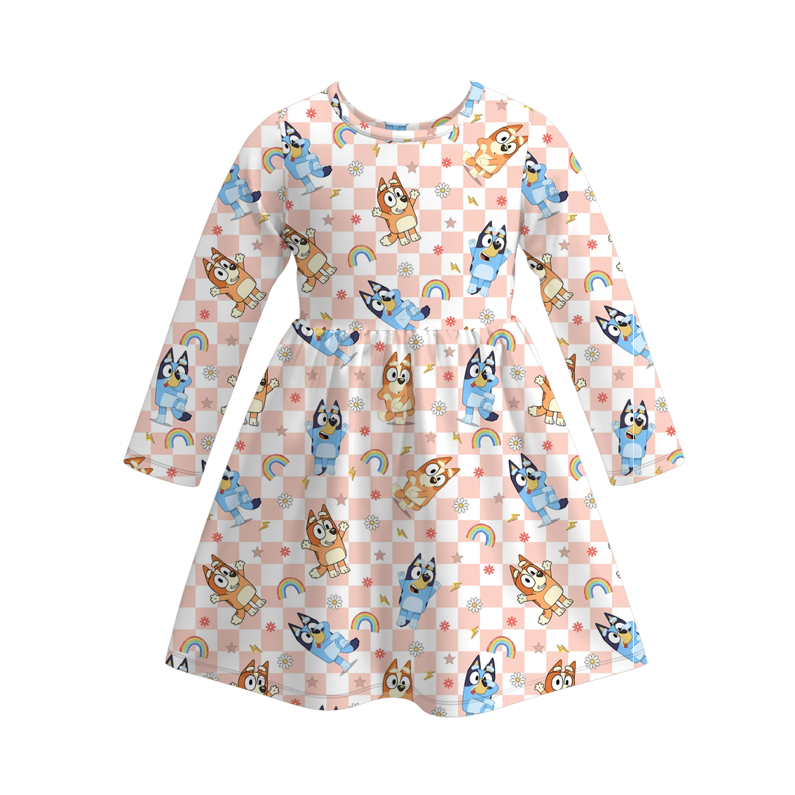(Pre Order)Girls Christmas Cartoon Print Dress