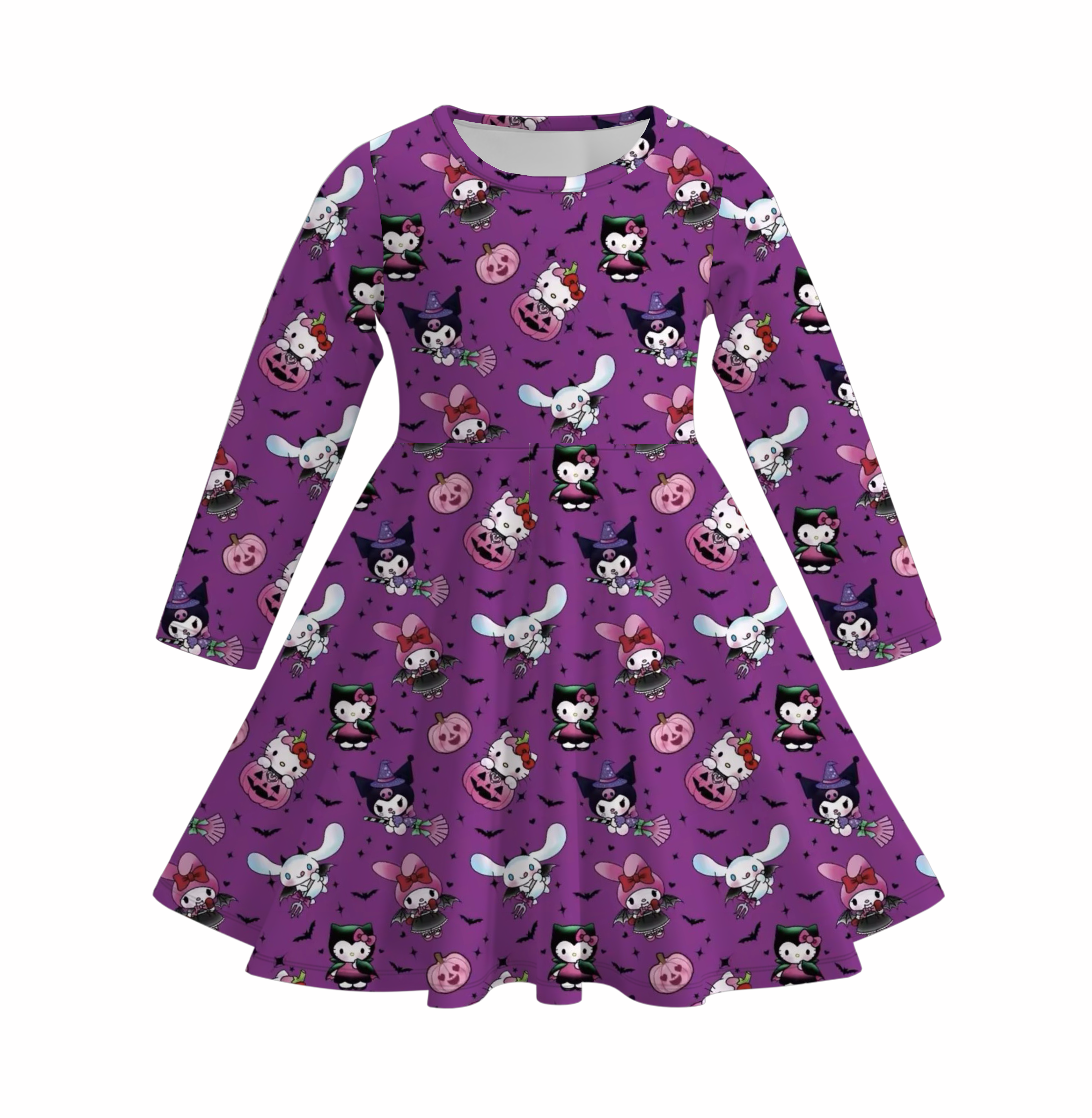 (Pre Order)Girls Halloween Cute Cartoon Print Dress