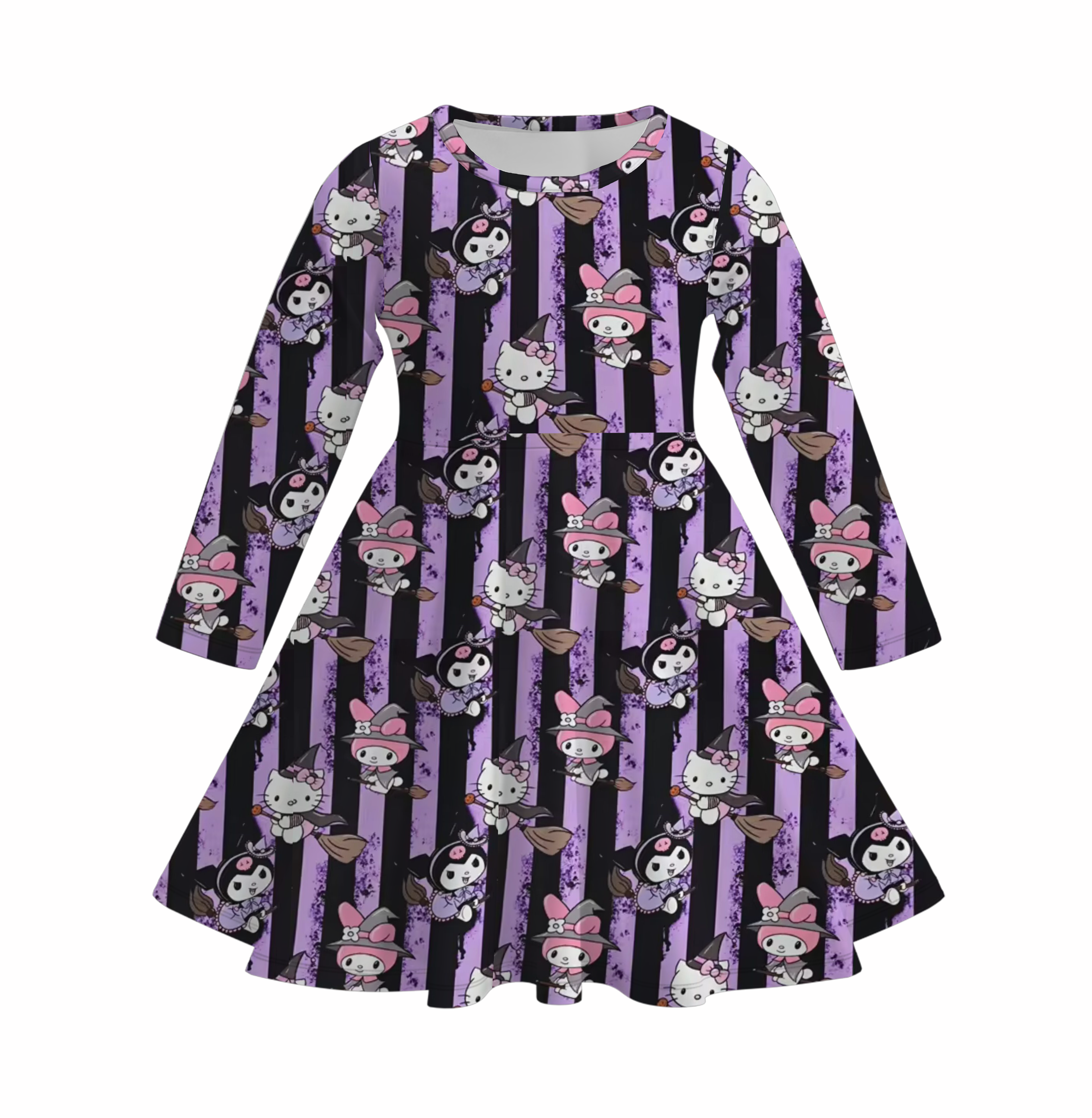(Pre Order)Girls Halloween Cute Cartoon Print Dress