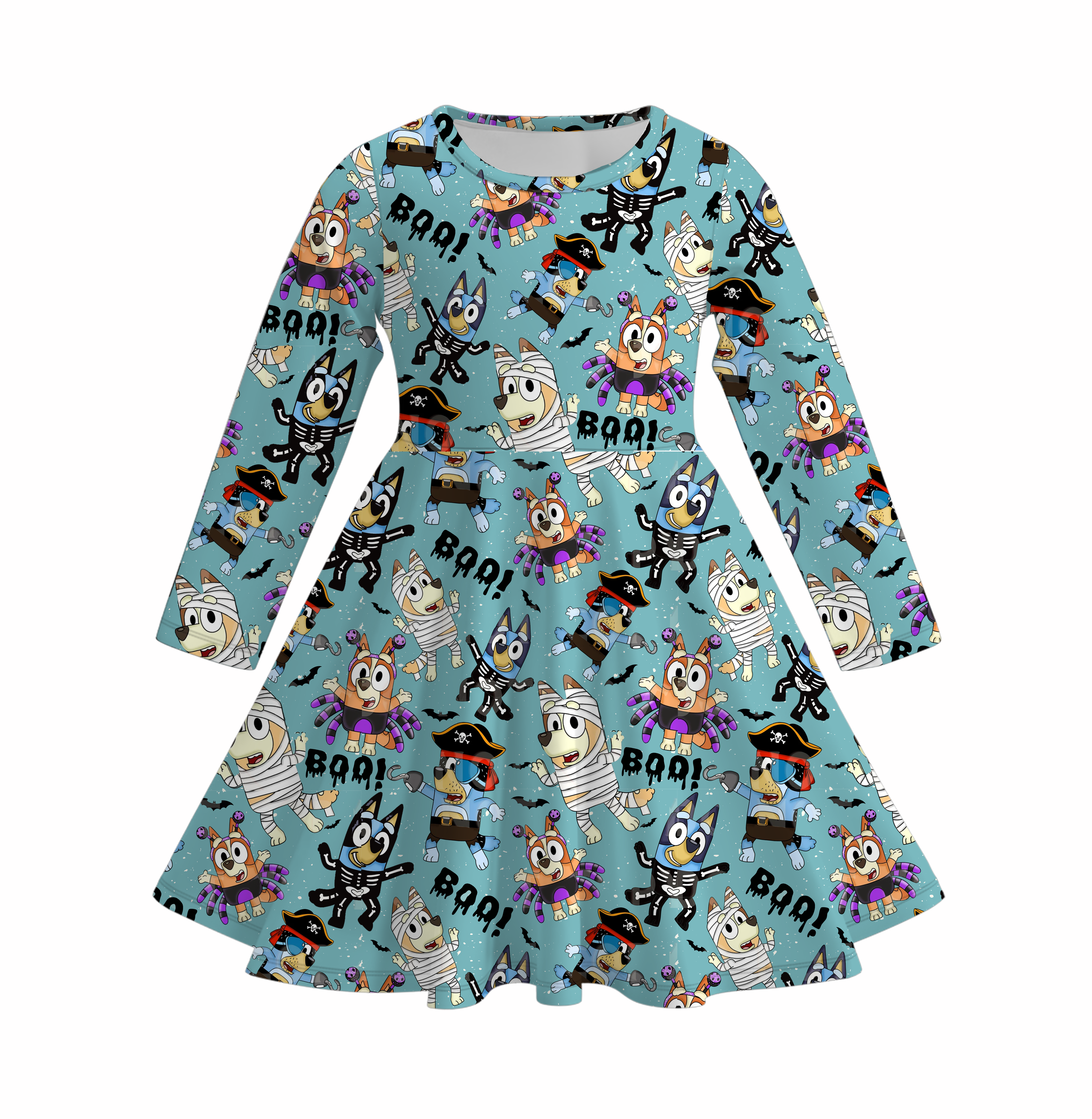 (Pre Order)Girls Halloween Cute Cartoon Print Dress