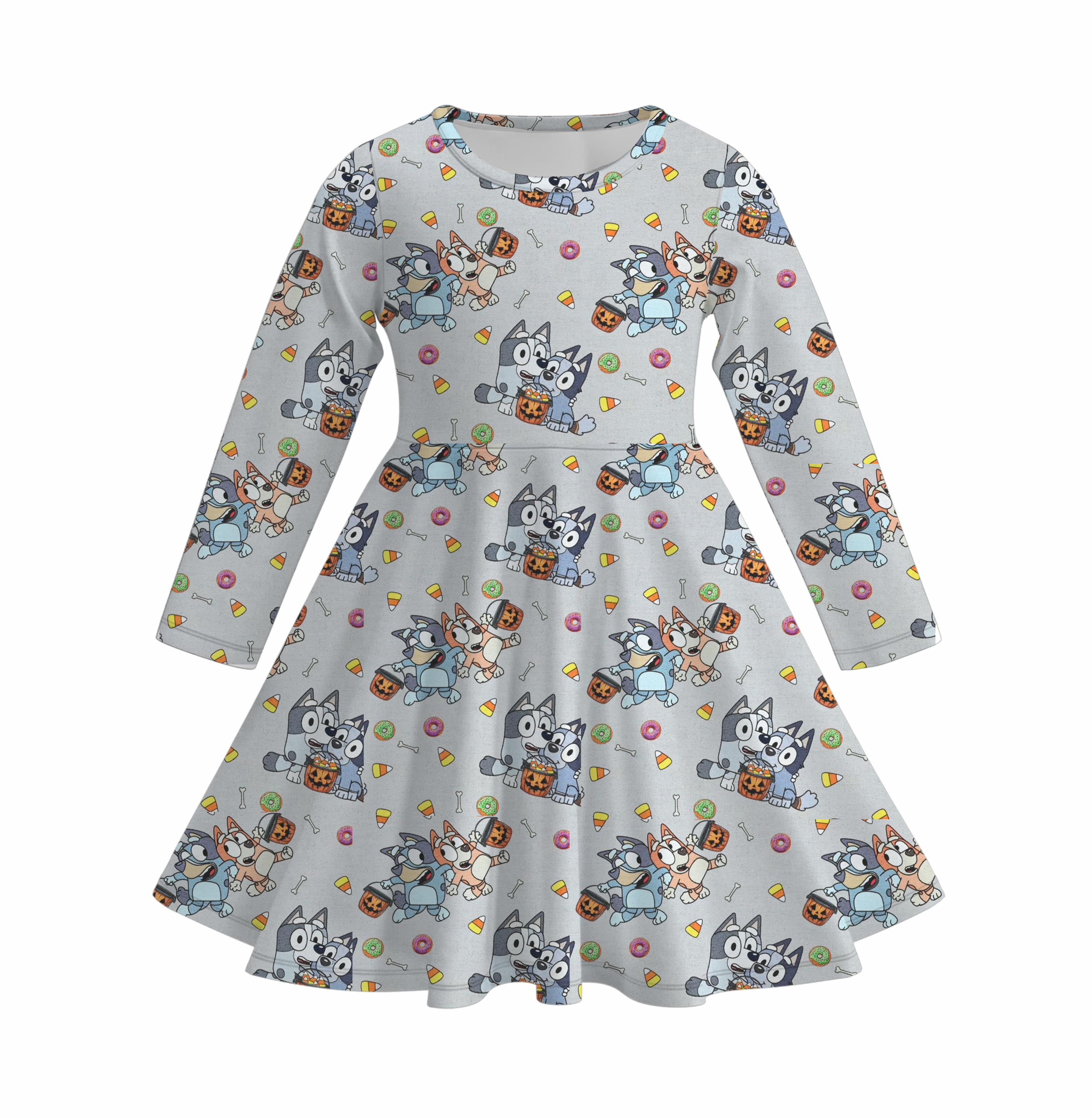 (Pre Order)Girls Halloween Cute Cartoon Print Dress