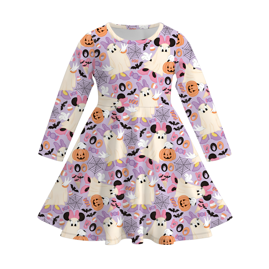 (Pre Order)Girls Halloween Cute Cartoon Print Dress