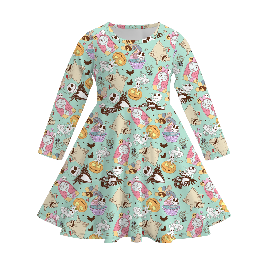 (Pre Order)Girls Halloween Cute Cartoon Print Dress