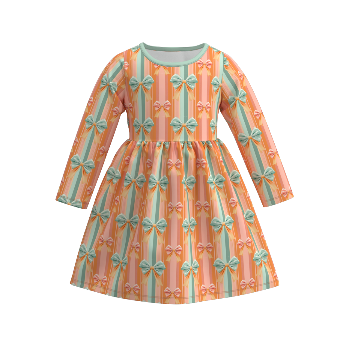 (Pre Order)Girls Fall and Winter Basic Print Dress