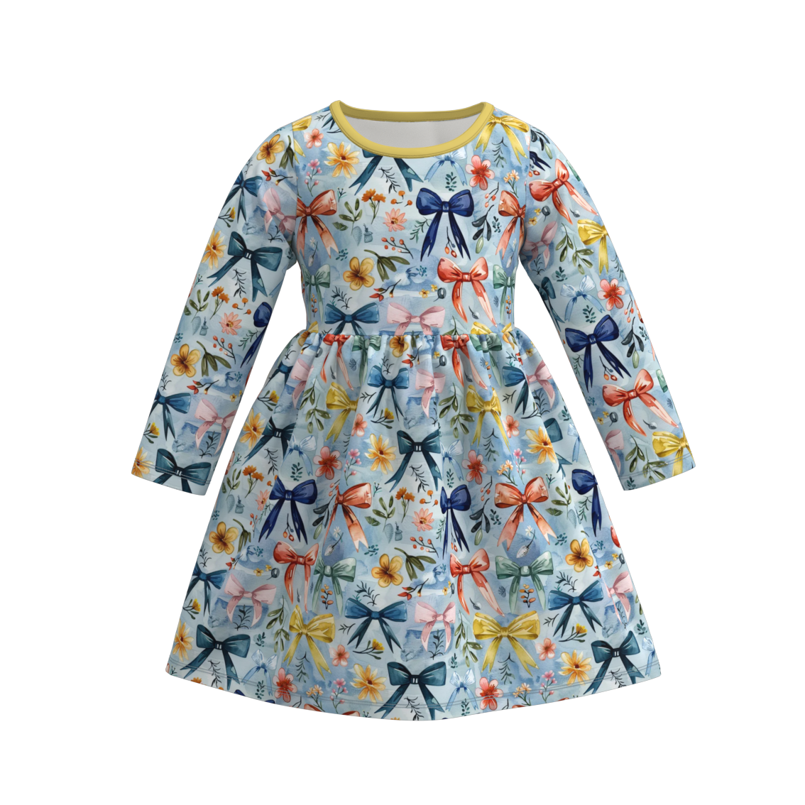 (Pre Order)Girls Fall and Winter Basic Print Dress