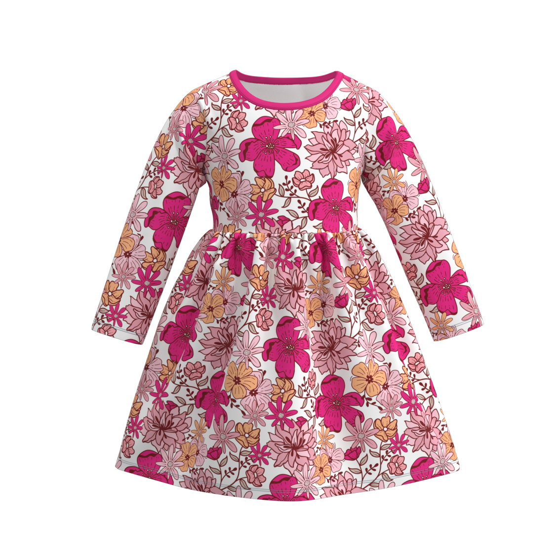 (Pre Order)Girls Fall and Winter Basic Print Dress
