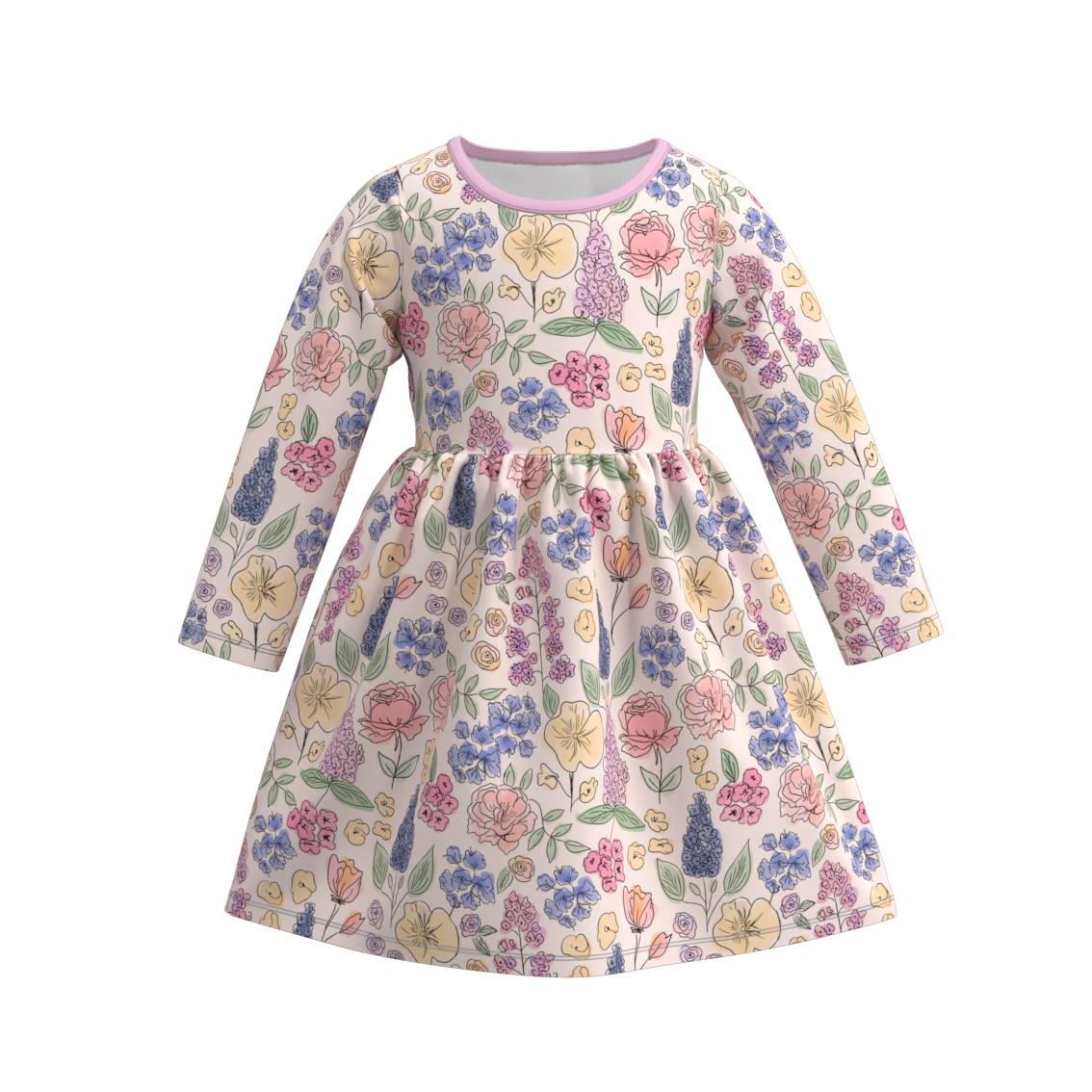 (Pre Order)Girls Fall and Winter Basic Print Dress