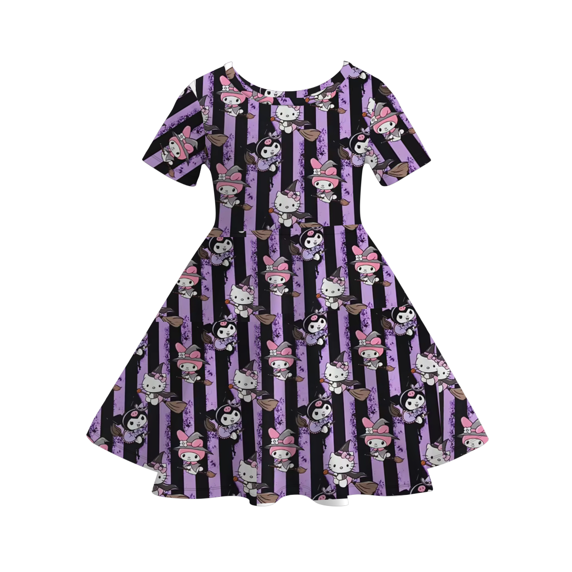 (Pre Order)Girls Halloween Cartoon Print Dress