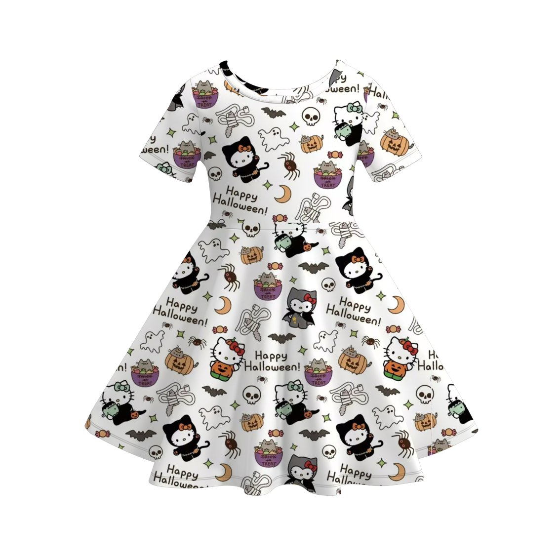 (Pre Order)Girls Halloween Cartoon Print Dress