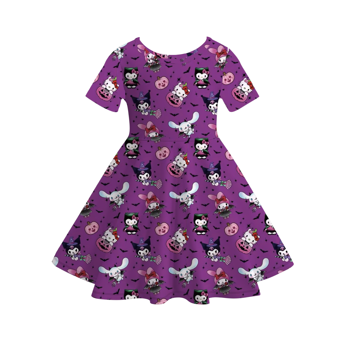 (Pre Order)Girls Halloween Cartoon Print Dress