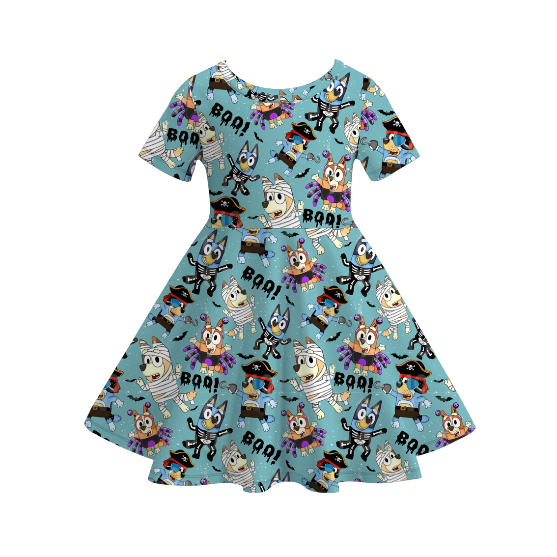 (Pre Order)Girls Halloween Cartoon Print Dress
