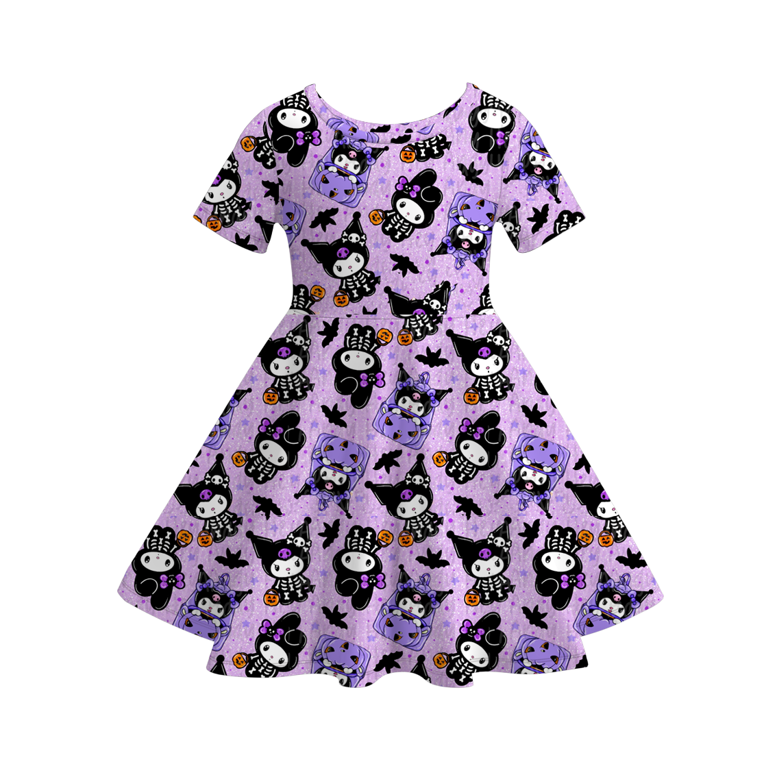 (Pre Order)Girls Halloween Cartoon Print Dress
