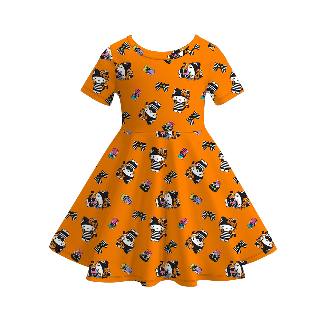 (Pre Order)Girls Halloween Cartoon Print Dress
