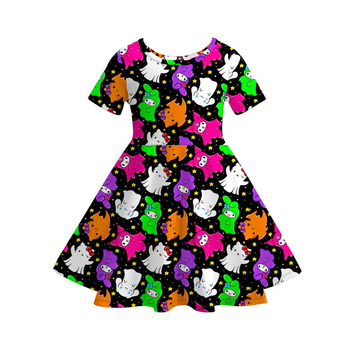 (Pre Order)Girls Halloween Cartoon Print Dress