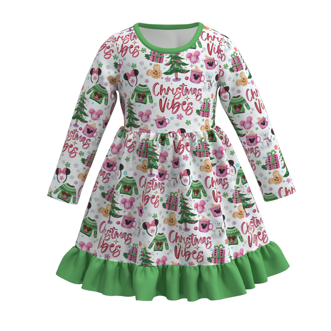 (Pre Order)Girls Christmas Print Dress
