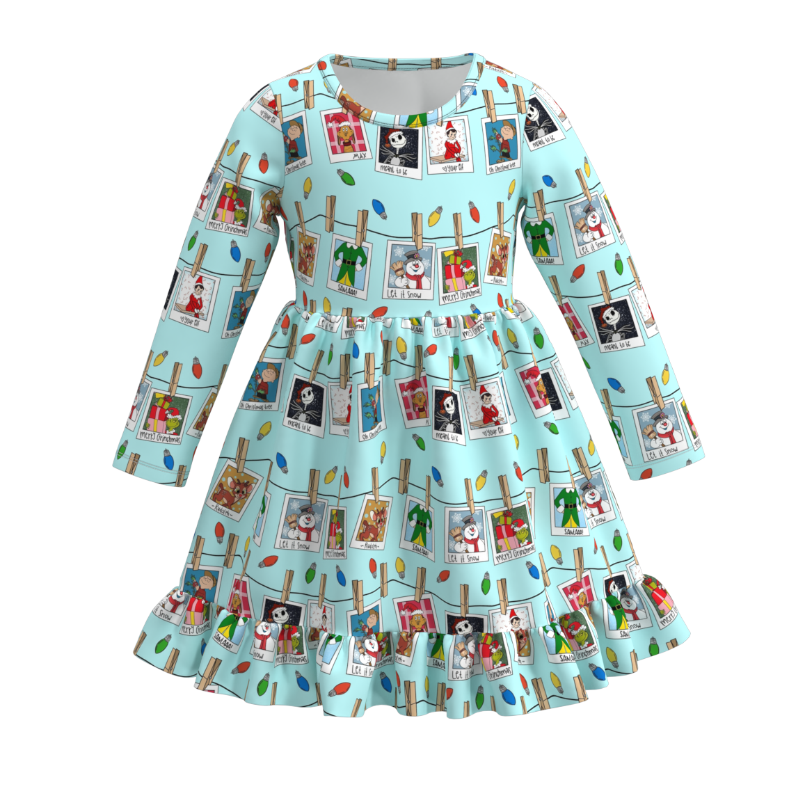 (Pre Order)Girls Christmas Print Dress