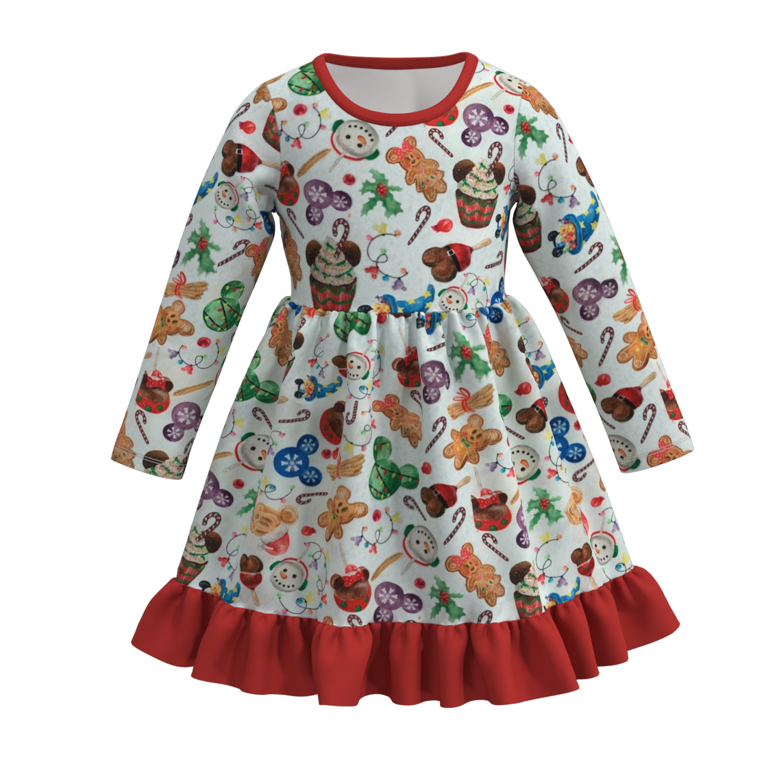 (Pre Order)Girls Christmas Print Dress