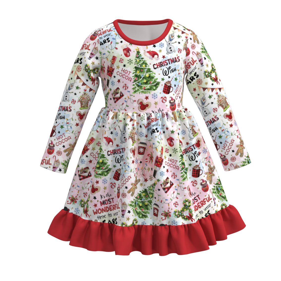 (Pre Order)Girls Christmas Print Dress