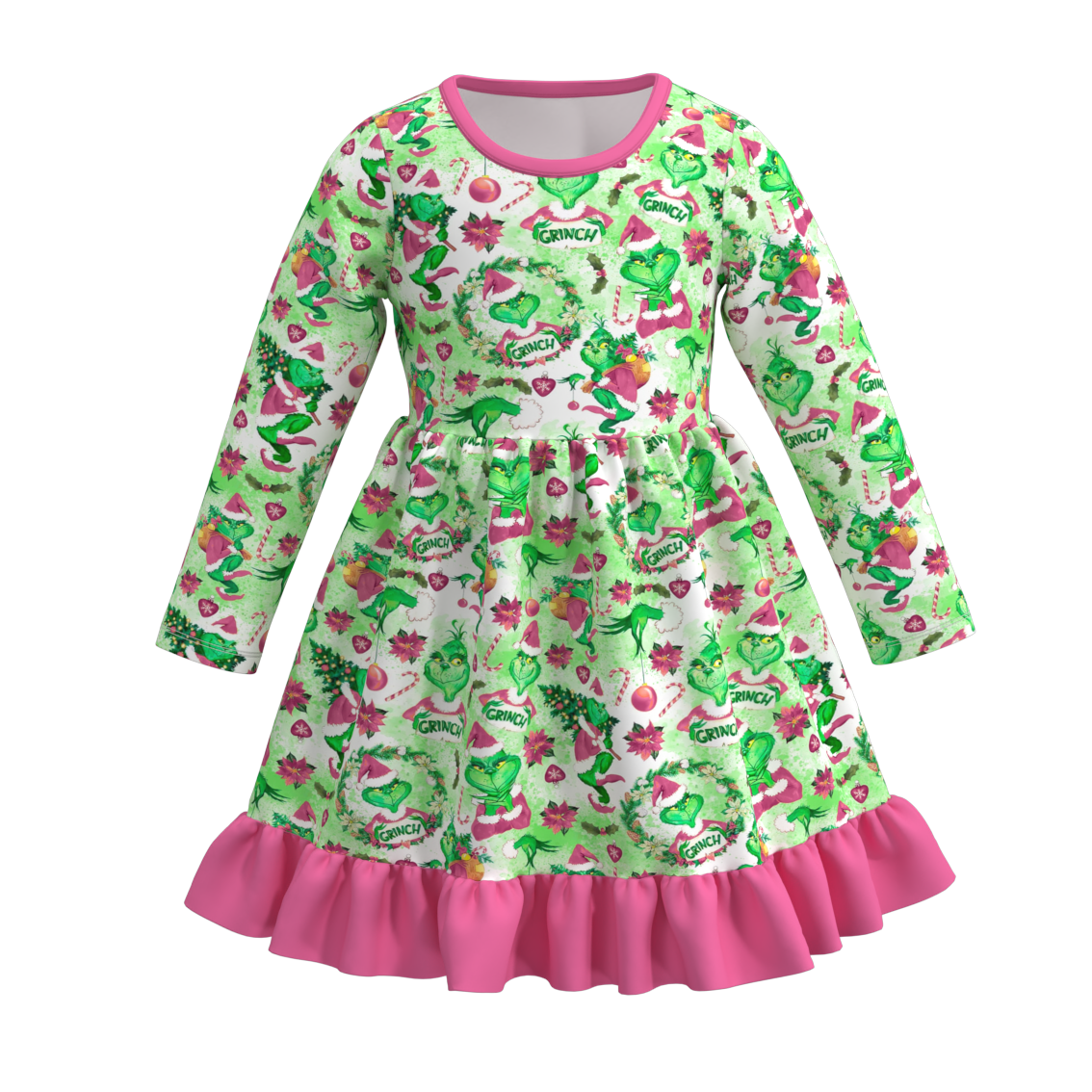 (Pre Order)Girls Christmas Print Dress