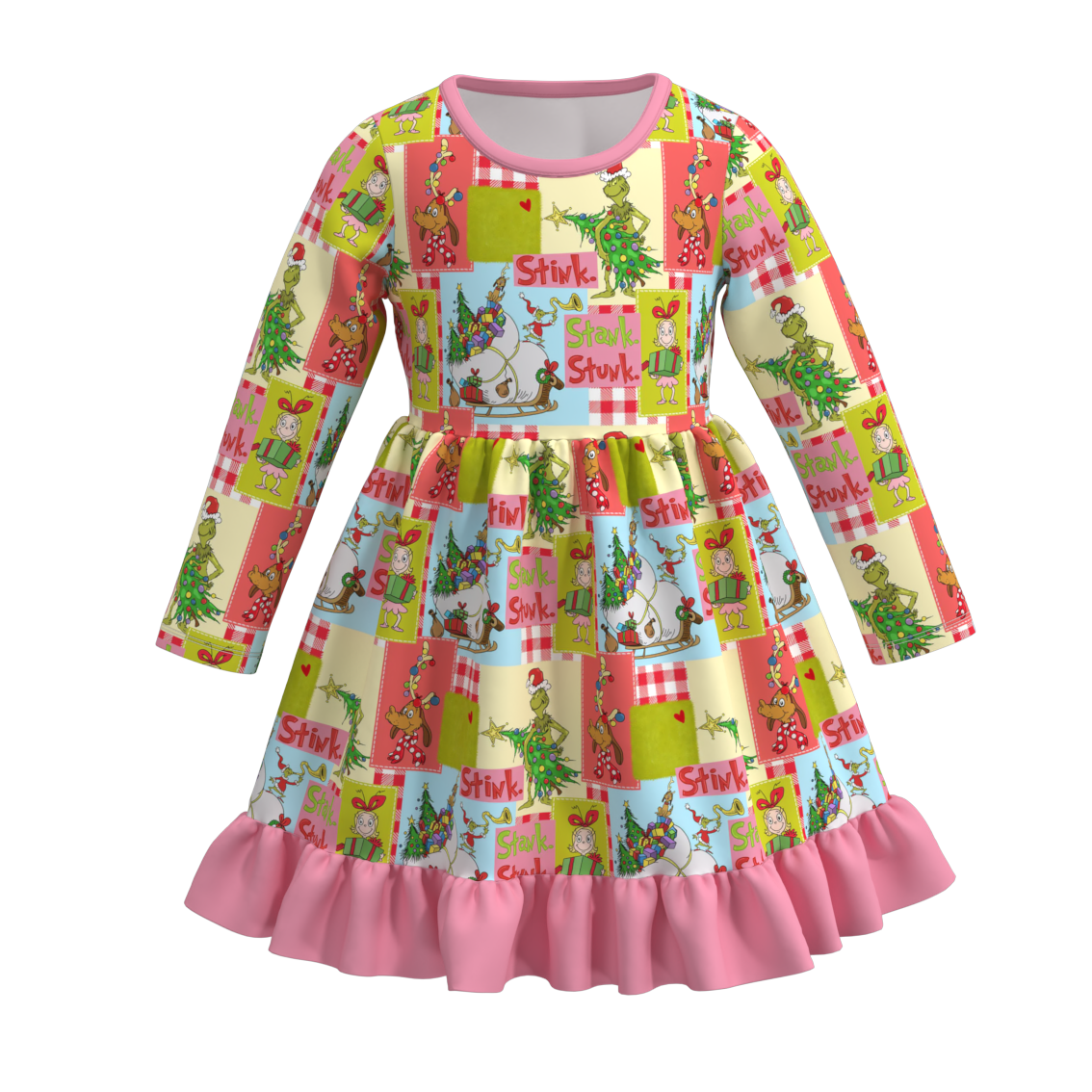 (Pre Order)Girls Christmas Print Dress