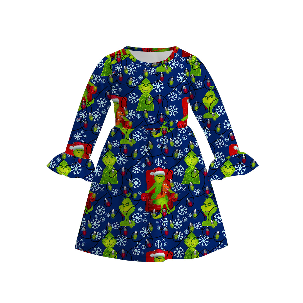 (Pre Order)Girls Christmas Print Dress