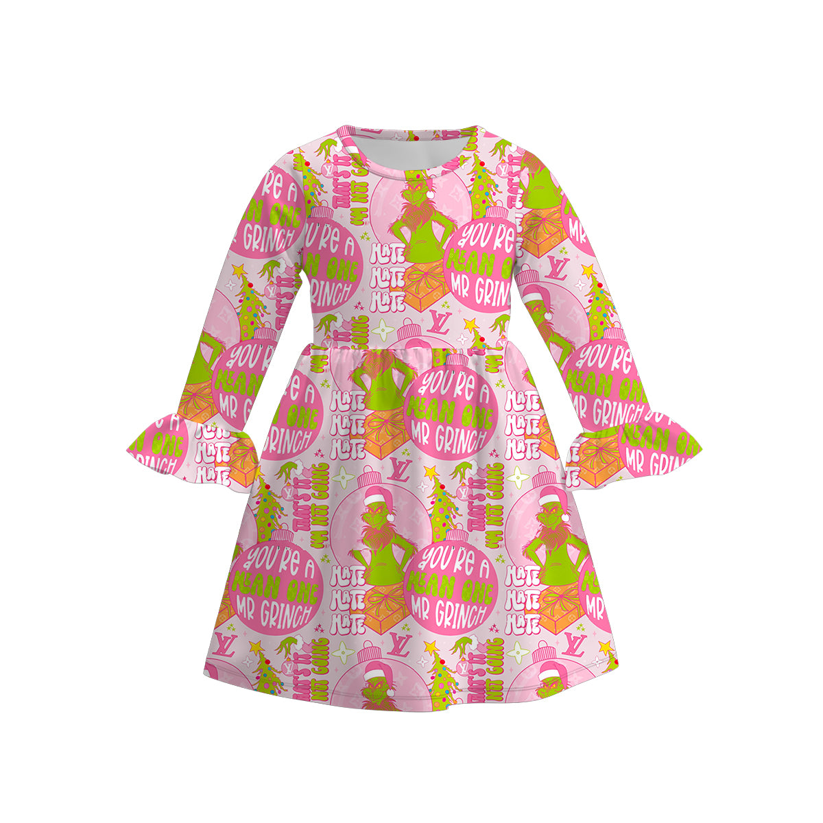 (Pre Order)Girls Christmas Print Dress