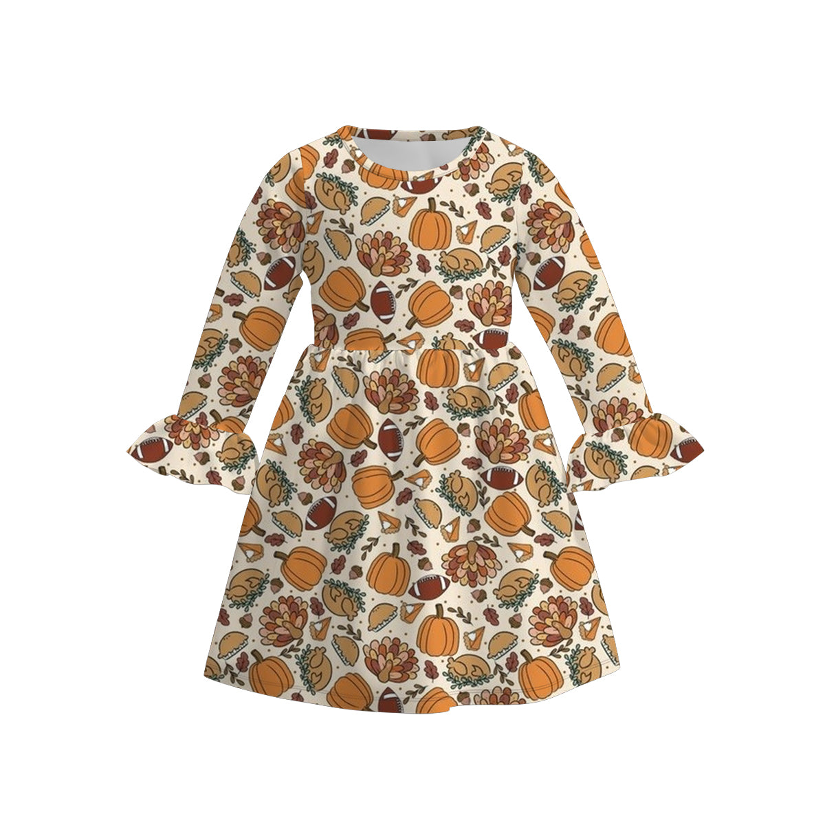 (Pre Order)Girls Thanksgiving Print Dress