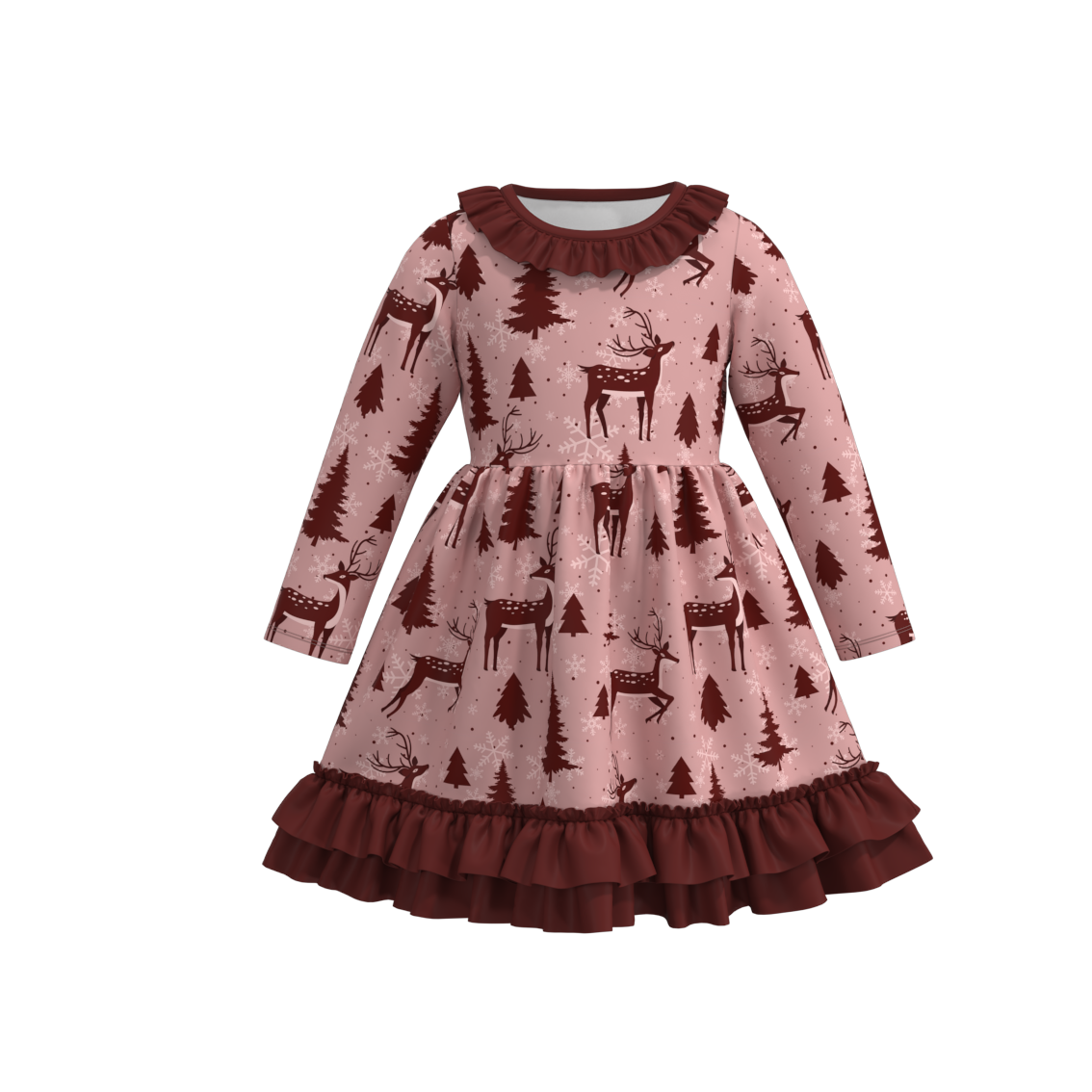 (Pre Order)Girls Christmas Print Dress