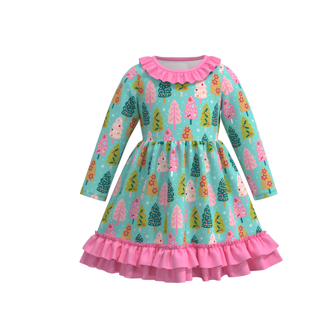 (Pre Order)Girls Christmas Print Dress