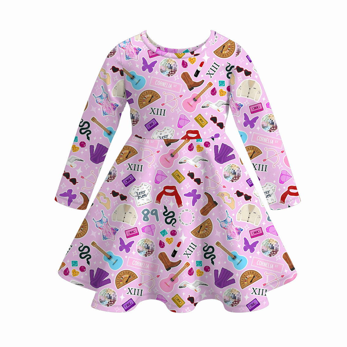 (Pre Order)Girls Fall Cartoon Print Dress