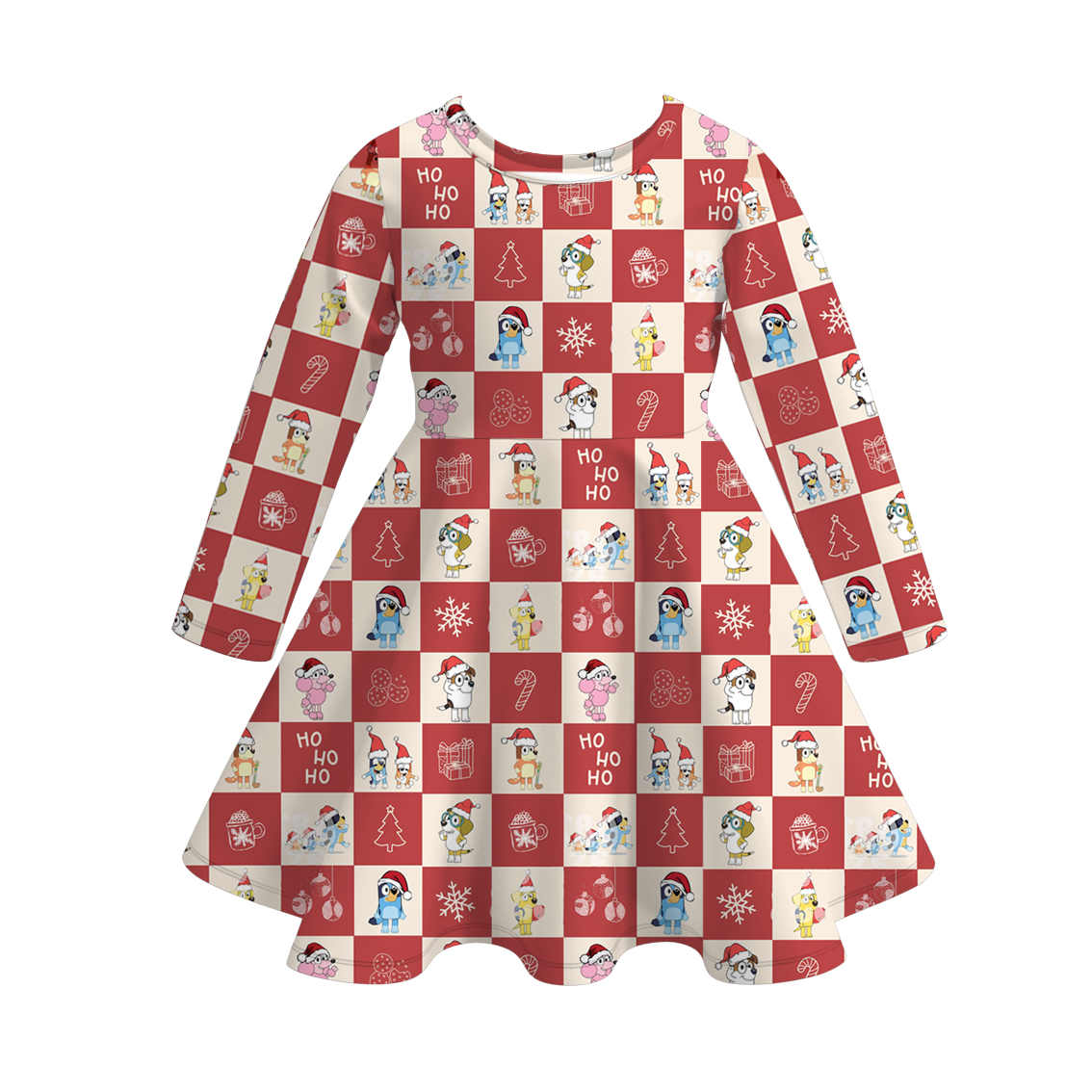 (Pre Order)Girls Christmas Cartoon Print Dress