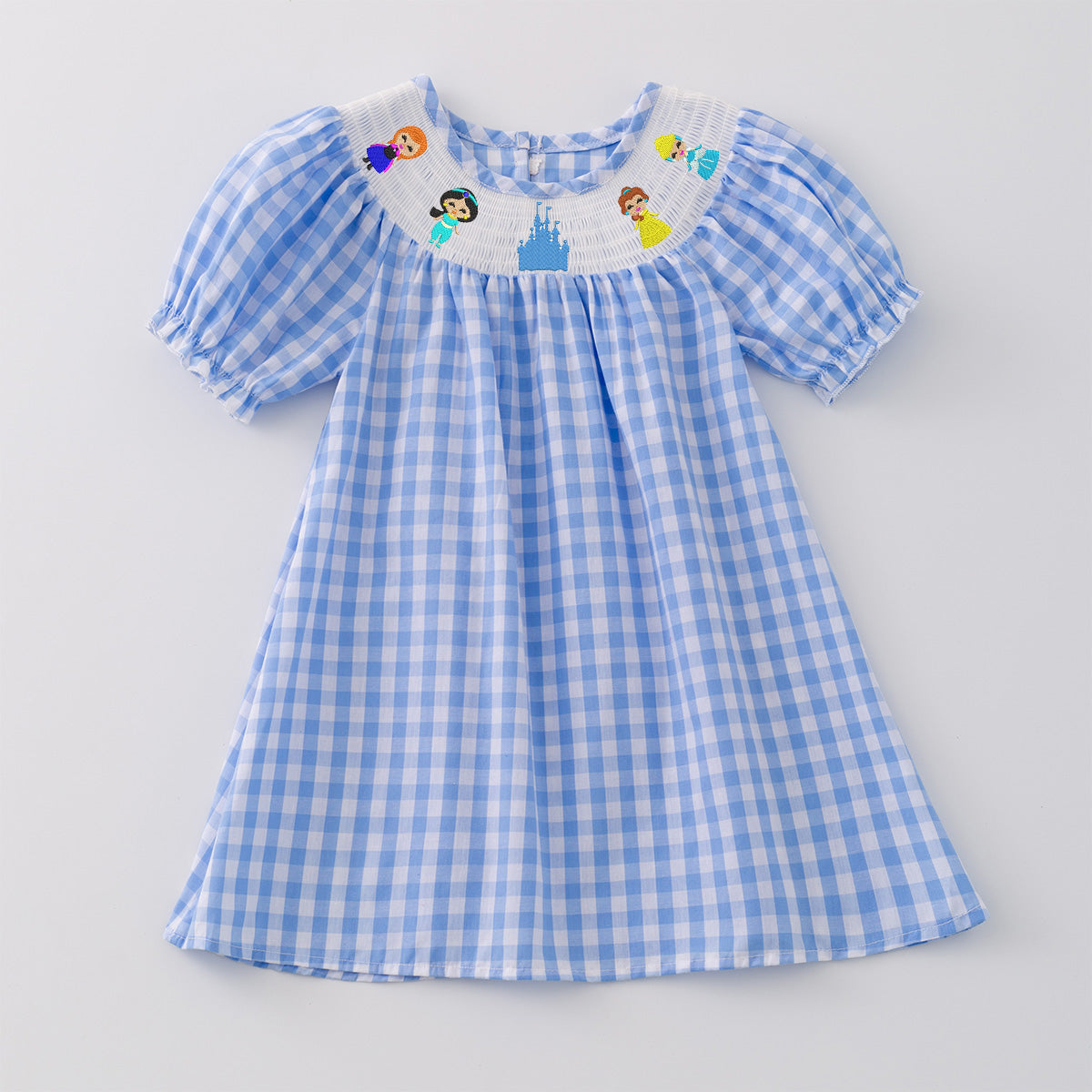 (Pre Order)Girls Cartoon Embroidery Smocked Dress