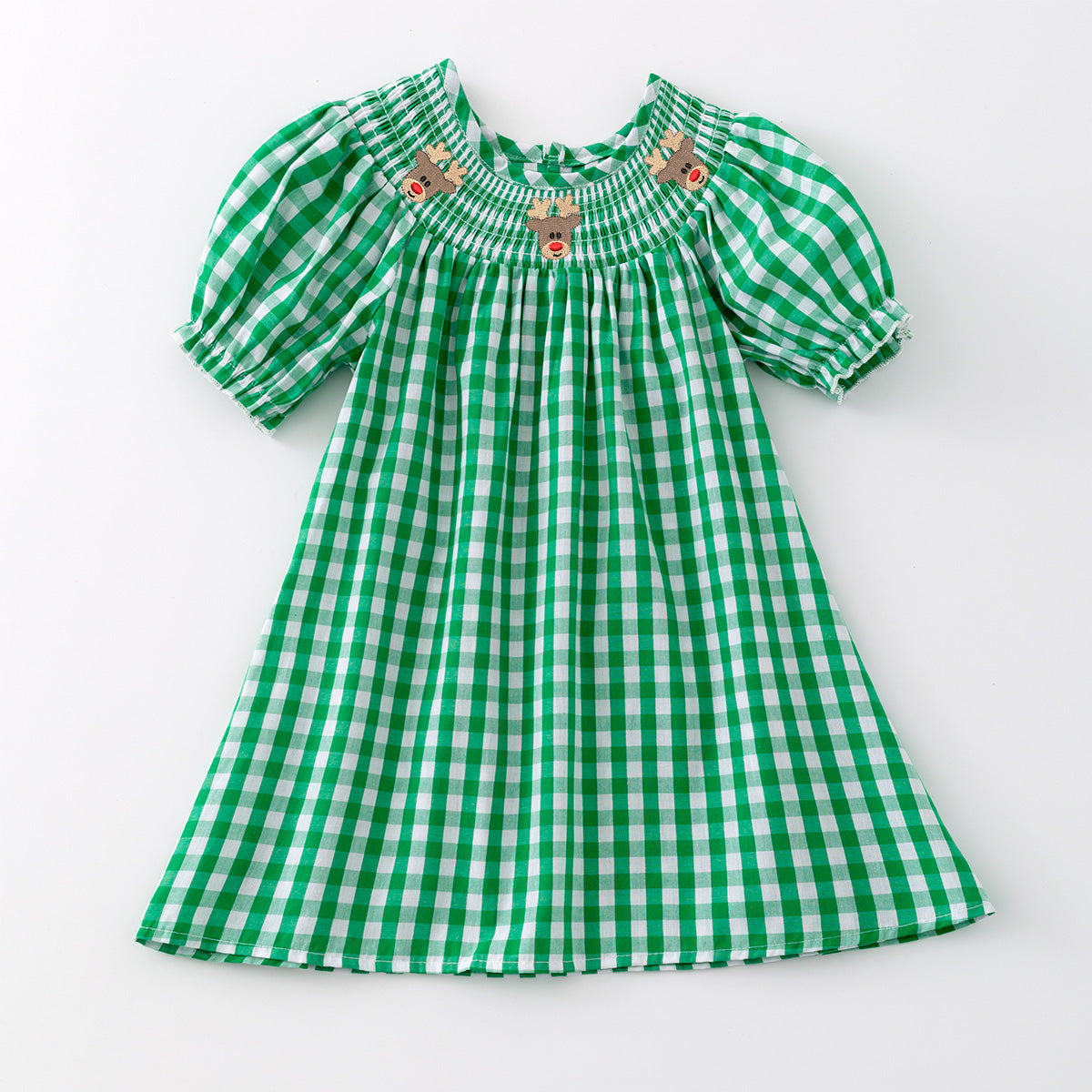 (Pre Order)Girls Christmas Embroidery Smocked Dress