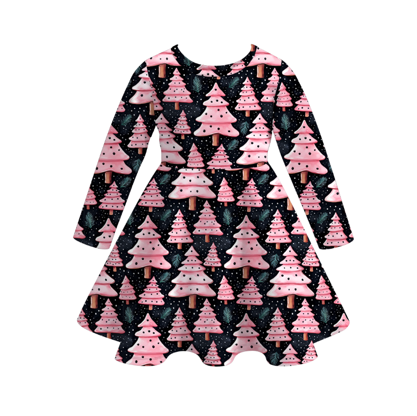 (Pre Order)Girls Christmas Print Milk Silk Dress