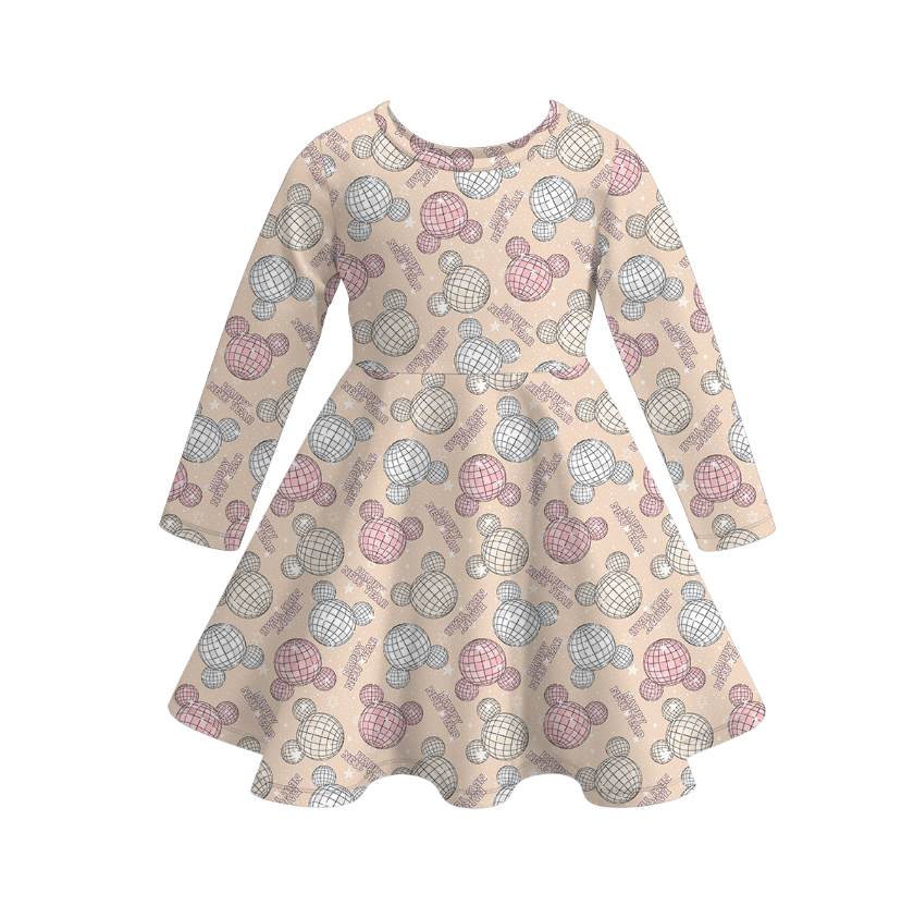(Pre Order)Girls Christmas Print Milk Silk Dress