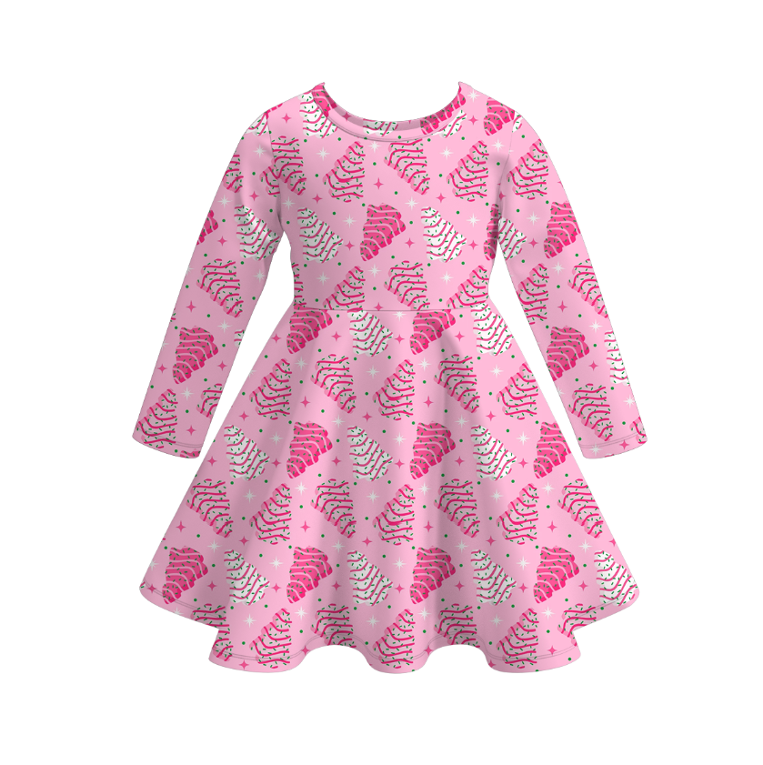 (Pre Order)Girls Christmas Print Milk Silk Dress