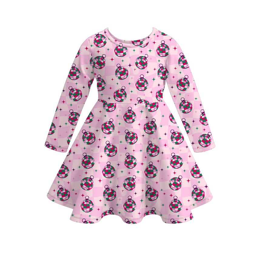 (Pre Order)Girls Christmas Print Milk Silk Dress