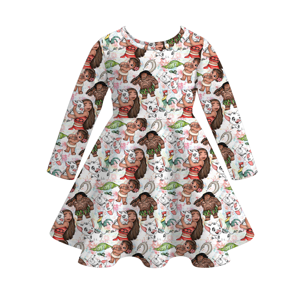 (Pre Order)Girls Fall Cartoon Print Dress